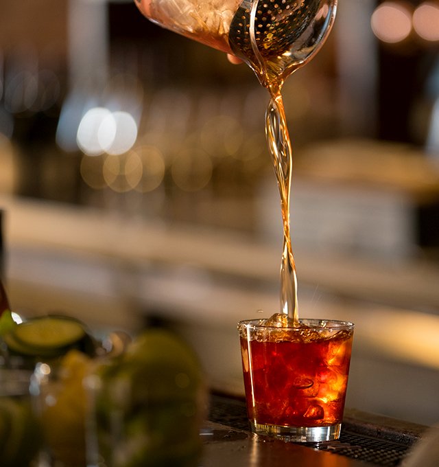 Closeup of an Old Fashion being poured